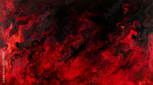 Abstract Red and Black Swirling Patterns Resembling Lava Flow or Flames