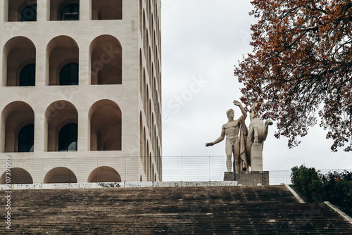 The Palazzo della Civilta Italiana, also known as the Colosseo Quadrato, is a building in the EUR district in Rome. photo