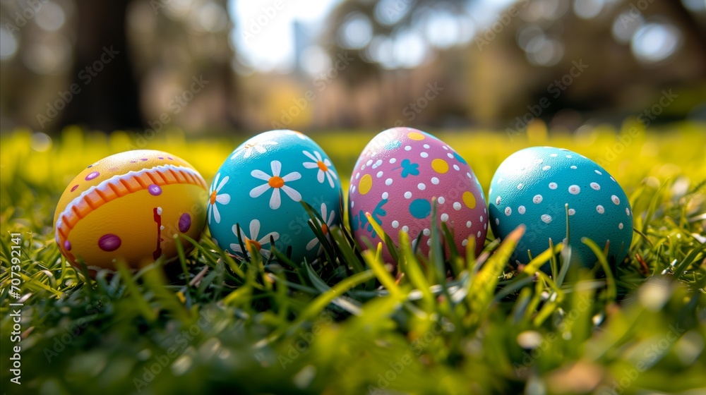 Rows of colorful Easter eggs lined up. Rows of colorful Easter eggs lined up.