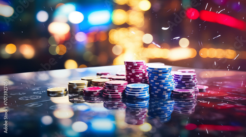 Green stack of casino chips online casino
