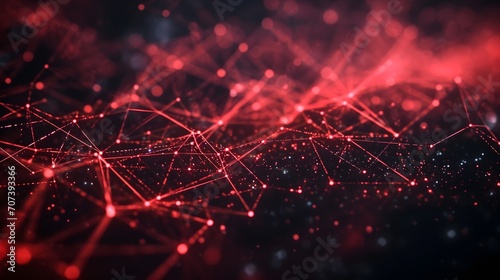 Red Glowing Technology Digital Circuits On Black Background.  (Generative AI).