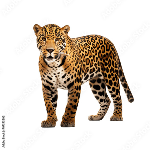 a leopard standing on a white background