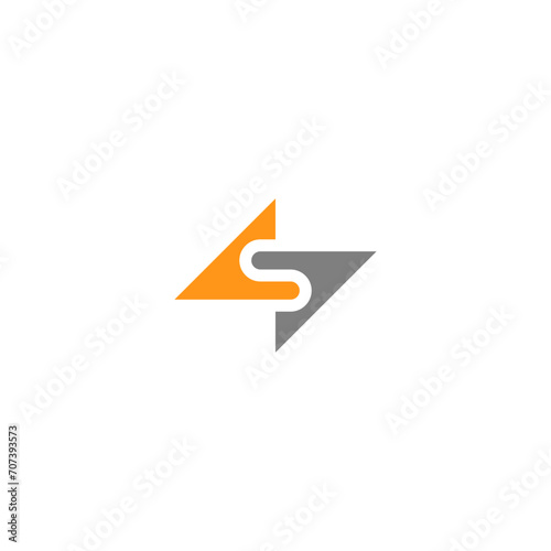 S letter initial logo with two triangle form - yellow and gray.