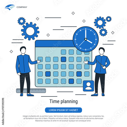 Time planning, schedule, management flat design style vector concept illustration