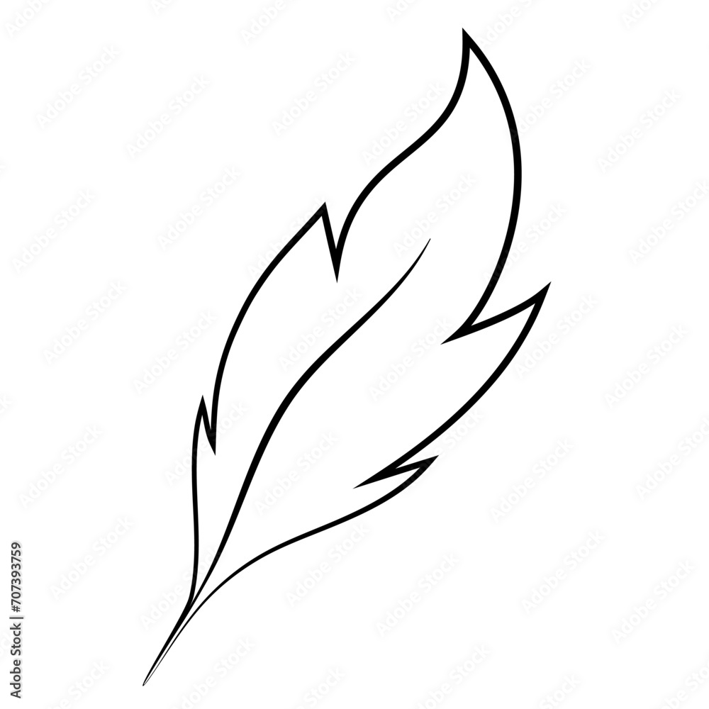 Feather black icon. Linear feather symbol on white background Feather black icon. Linear feather symbol on white background
