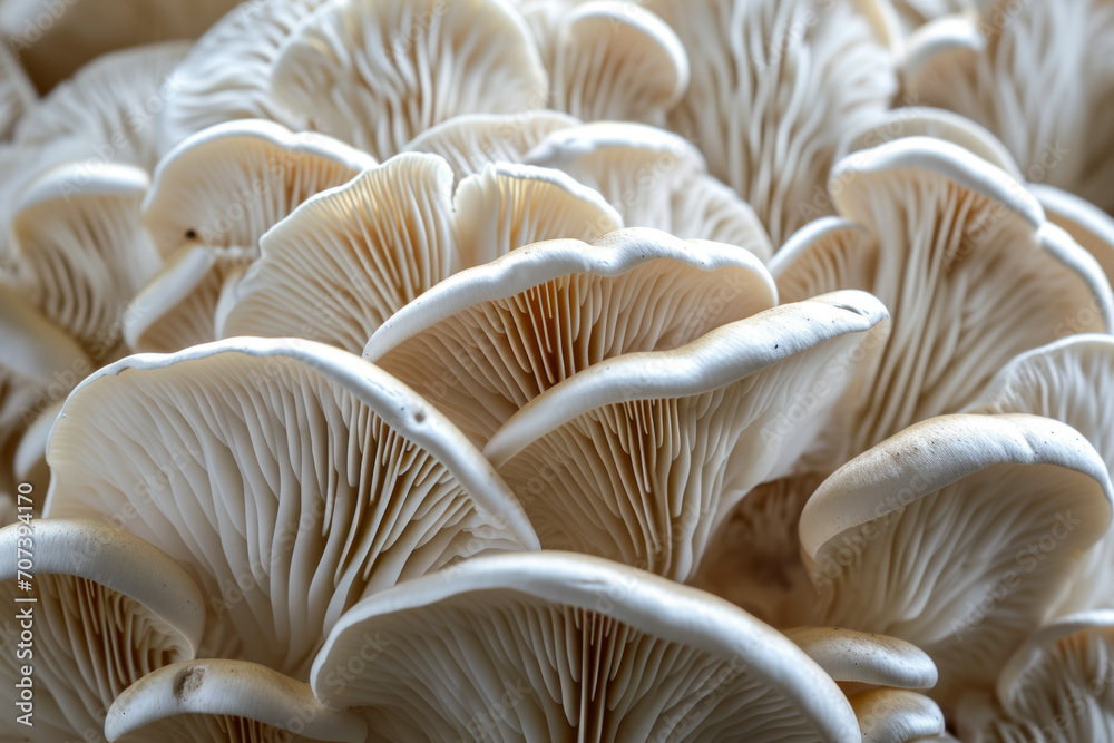 Mycelium with mushrooms, bottom view. Background with selective focus and copy space Mycelium with mushrooms, bottom view. Background with selective focus and copy space