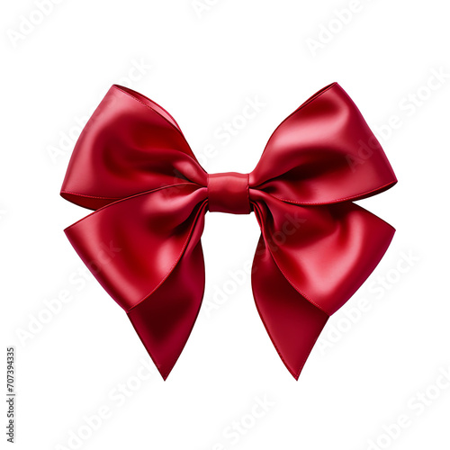 a red bow on a white background