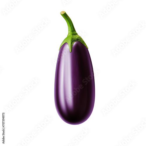 a purple eggplant with green stem