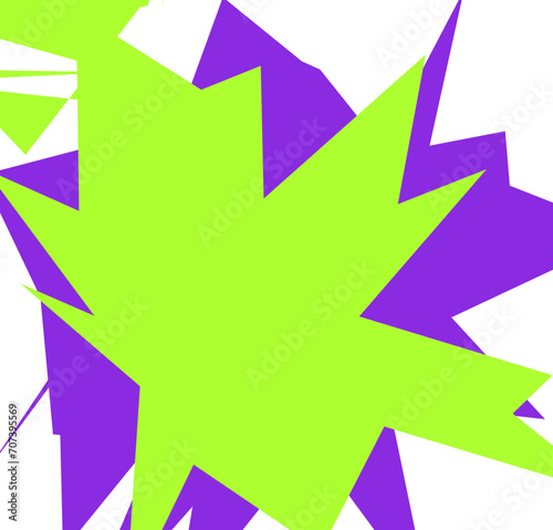 An abstract transparent cut out neon star burst shape design element.