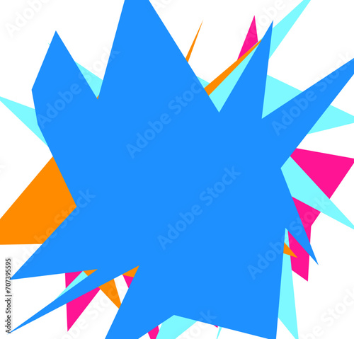 An abstract transparent cut out neon star burst shape design element.