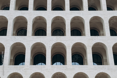 The Palazzo della Civilta Italiana, also known as the Colosseo Quadrato, is a building in the EUR district in Rome. photo