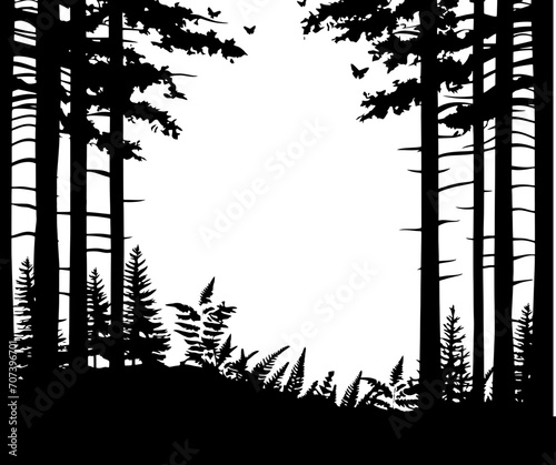 Jungle forest silhouette frame