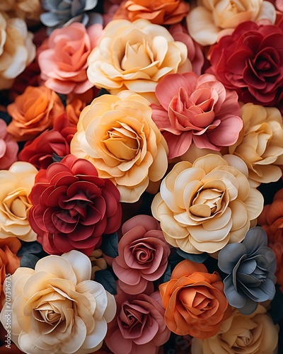 Roses flowers and petals background.   Generative AI