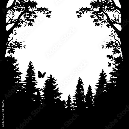 Jungle forest silhouette frame