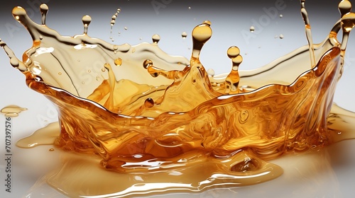 Rice bran oil dripping from rice seed isoalted on white background. : Generative AI photo