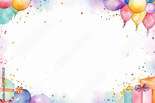 Artistic Birthday Stationery: Hand-Drawn Watercolor Design, Vibrant Colors, and Central Blank Space.
