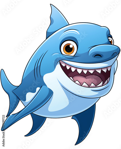 a cartoon shark with a big smile