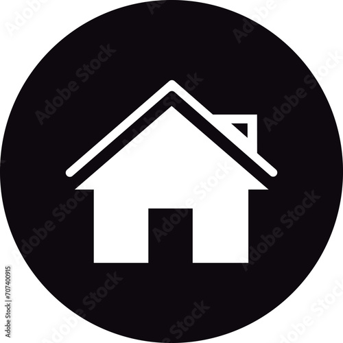 Home/ House icon. Location Black icon. Icon inside circle