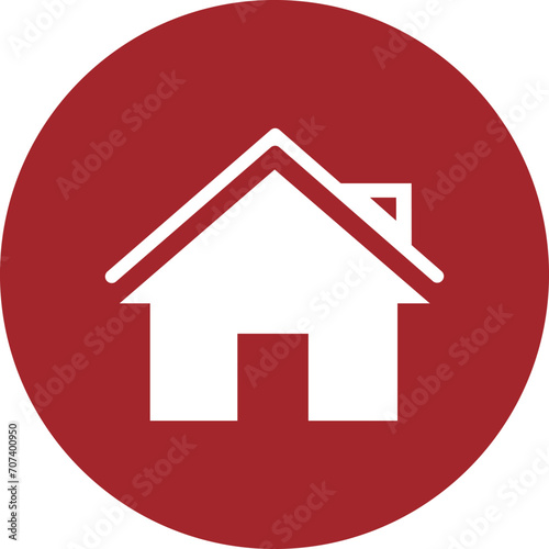 Home/ House icon. Location Red icon. Icon inside circle