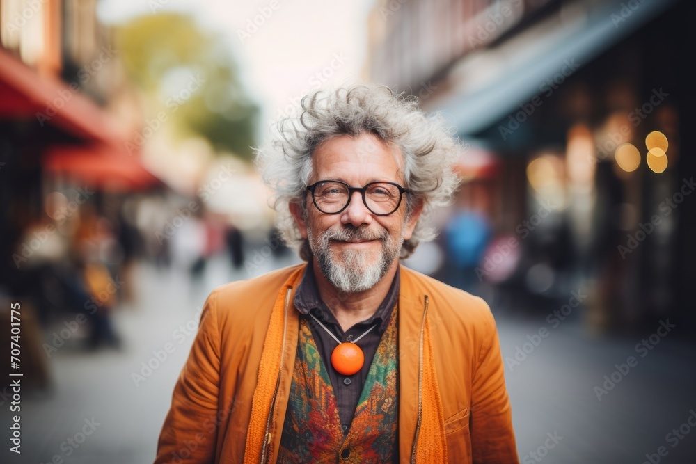 Portrait of senior man with eyeglasses in the city. Portrait of senior man with eyeglasses in the city.