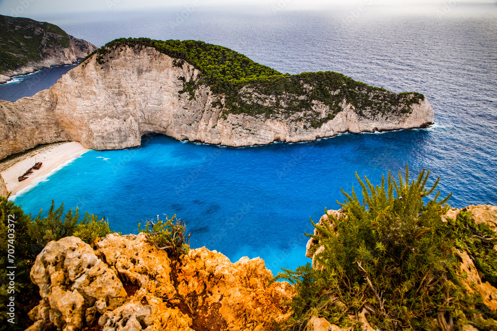 Fototapeta premium navagio beach with the famous wrecked ship in Zante, Greece