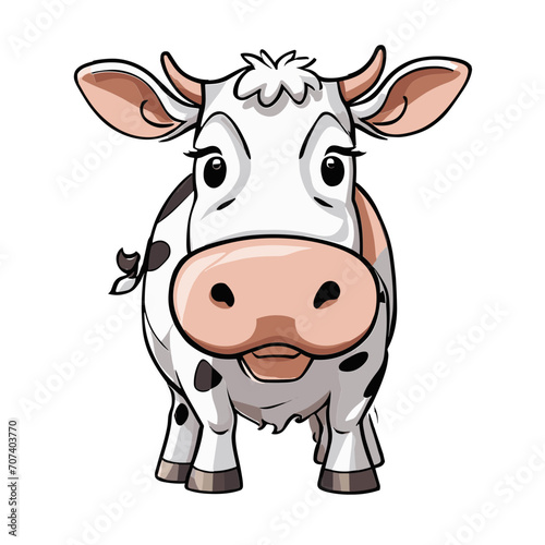 Cow cartoon character vector image. Illustration of cute cow animal fun mascot on the white background   © Mecos