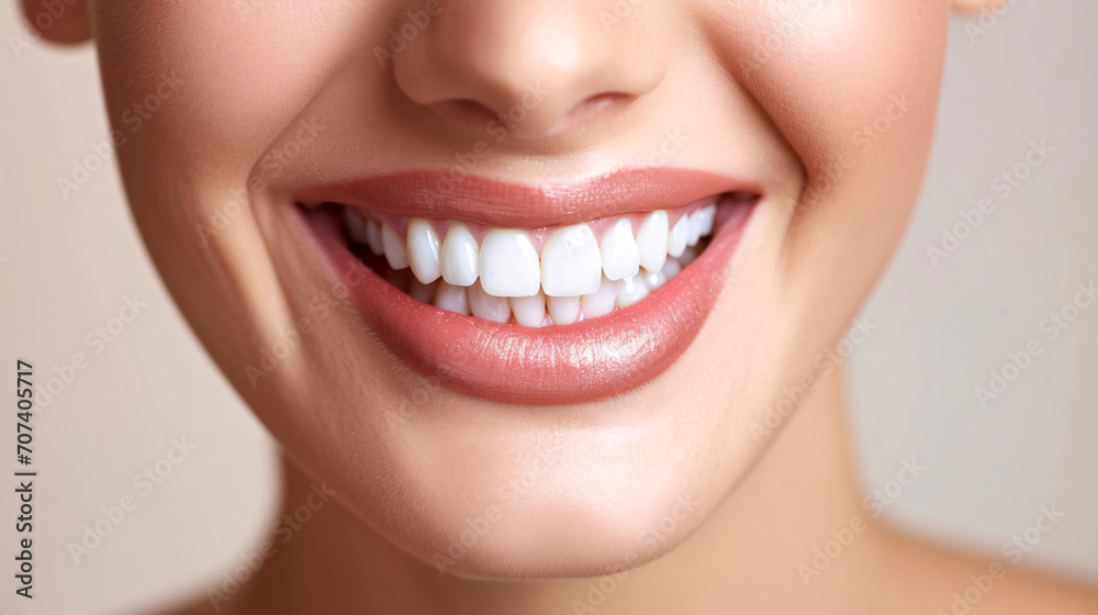 Dental care and hygiene concept. A close up photo of the lower part of a female face, handsome cute smile with very clean perfect teeth. White background. Dental care and hygiene concept. A close up photo of the lower part of a female face, handsome cute smile with very clean perfect teeth. White background.