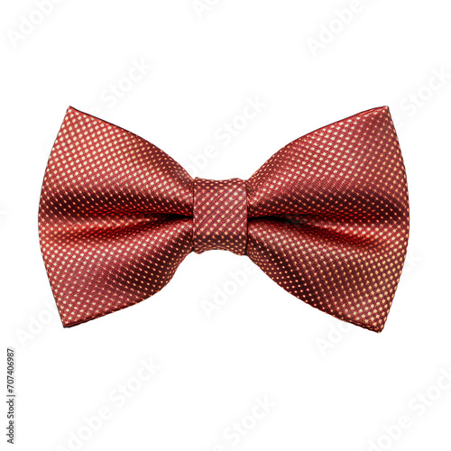 a red bow tie with gold pattern