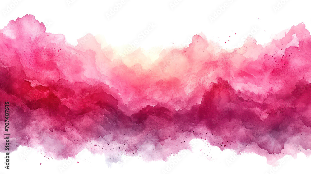 Pink paint brush strokes in watercolor isolated against transparent. PNG