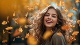 a woman is enjoying autumn