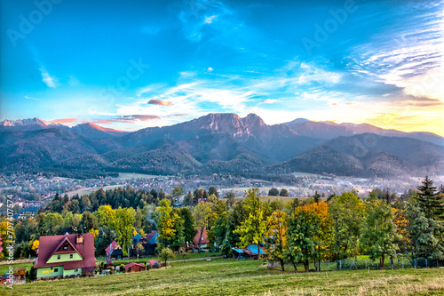 Obraz na płótnie Zakopane - Tatra Mountains - Panorama with view on Giewont w salonie