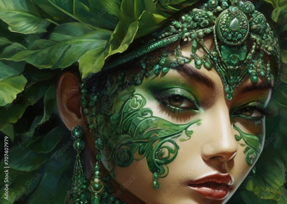 Mulher de verde natureza.