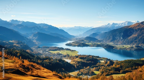 beautiful lake background with mountains. beautiful view © nomesart