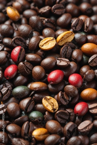 Illustration  colorful coffee beans created by AI.