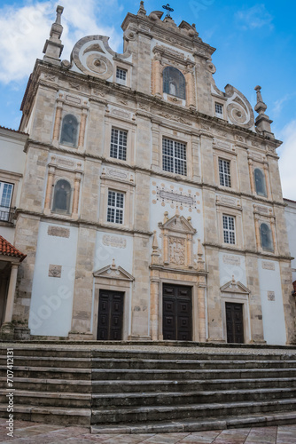 Stairs and facade of the majestic cathedral of Santar  m PORTUGAL