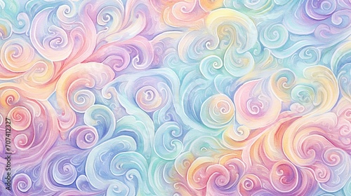 Abstract background seamless swirl pattern with pastel colors.
