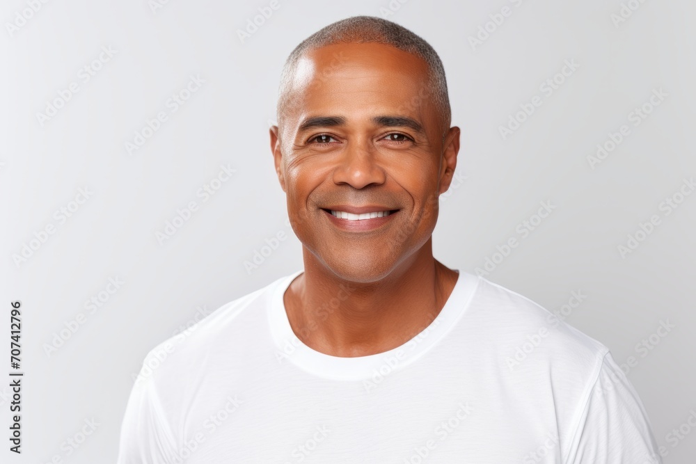 smiling african american man in white blank t-shirt smiling african american man in white blank t-shirt