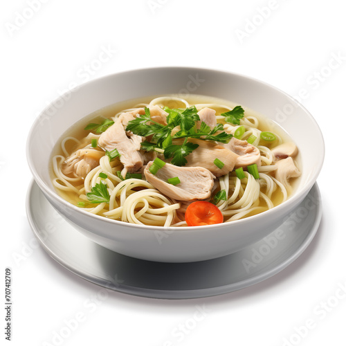 noodles with chicken isolated on white or transparent png