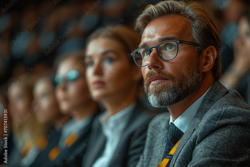 Business people attend the congress of the best businessmen of the world