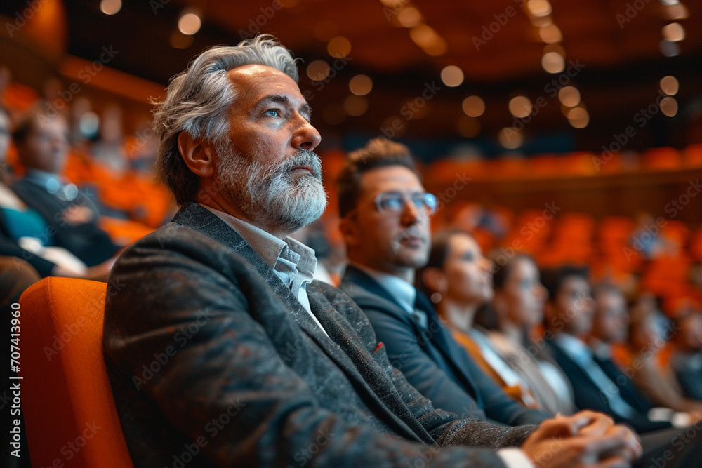 Business people attend the congress of the best businessmen of the world