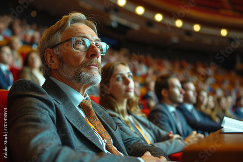 Business people attend the congress of the best businessmen of the world