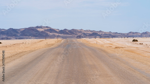 Driving along the coast of Namibia near Cape Cross