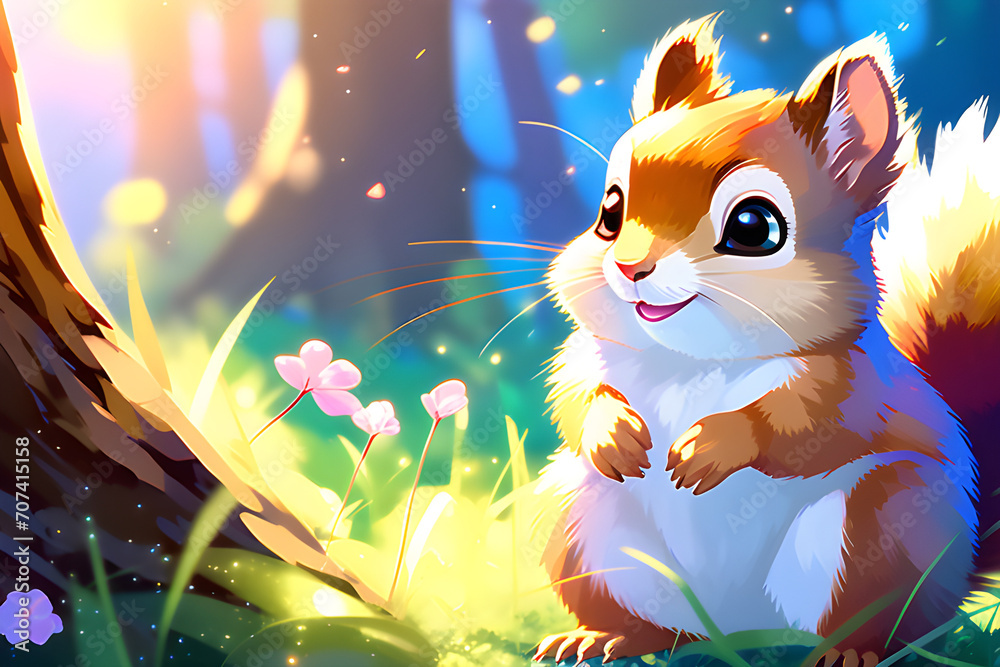 cute and lovely squirrel. Generative AI cute and lovely squirrel. Generative AI