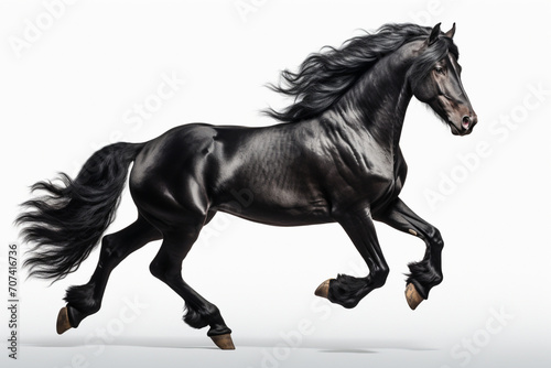 black horse running. Generative AI