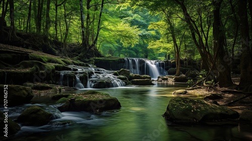 background view of a waterfall in the middle of the forest. background natural view