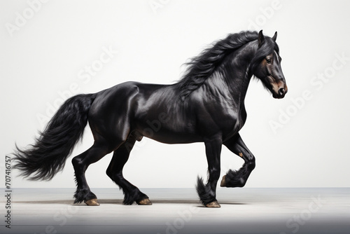 black horse on white. Generative AI 