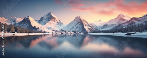beautiful lake background with mountains. beautiful view photo