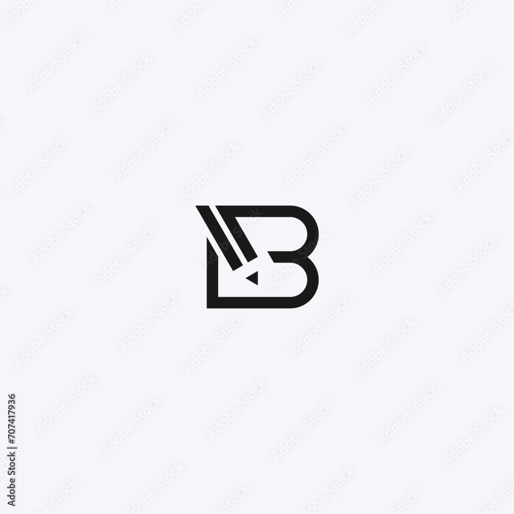 B letter initial logo with pencil incorporated - black and white B letter initial logo with pencil incorporated - black and white