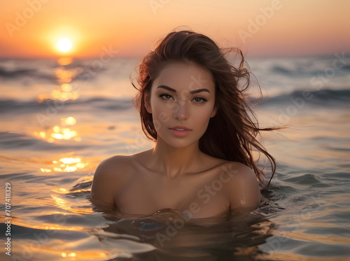 Beautiful fashion woman at the sea