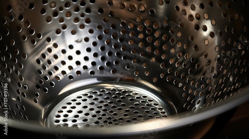 stainless steel colander with fine mesh for straining delicate ingredients generative ai